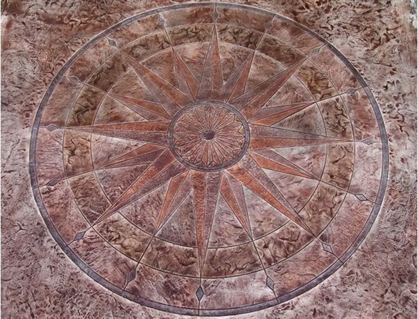 Close-up of a stamped decorative concrete finish